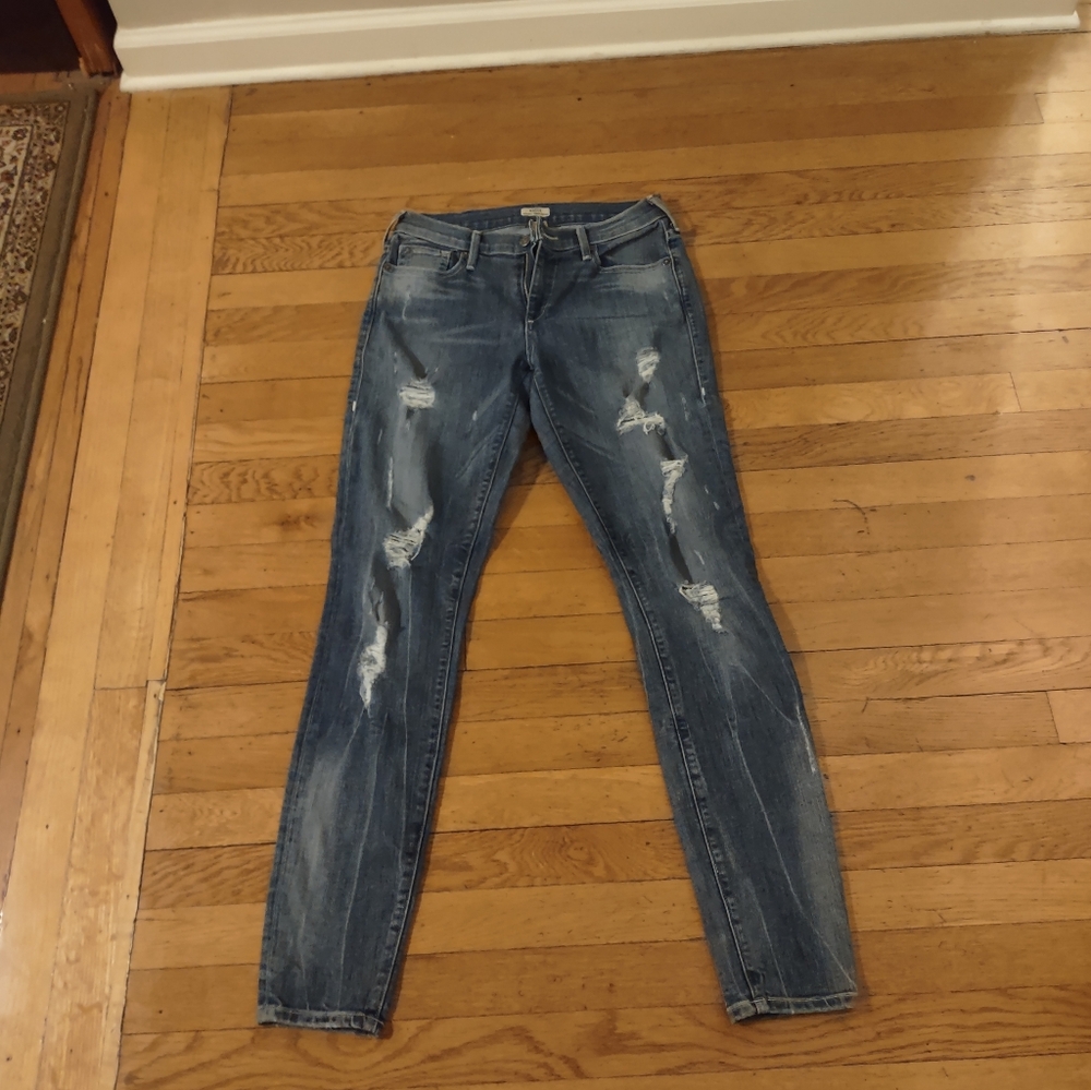 true religion "Halle" mid rise super skinny distressed ripped jeans size 26